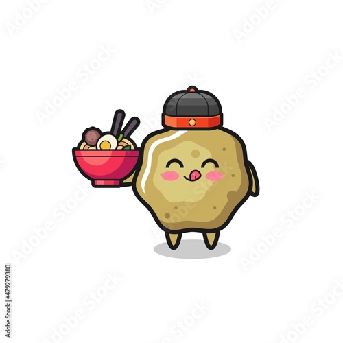 loose stools as Chinese chef mascot holding a noodle bowl