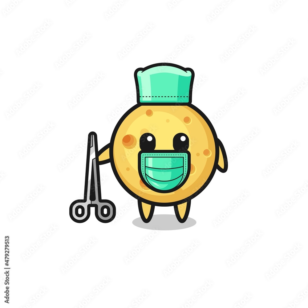 surgeon round cheese mascot character surgeon round cheese mascot character