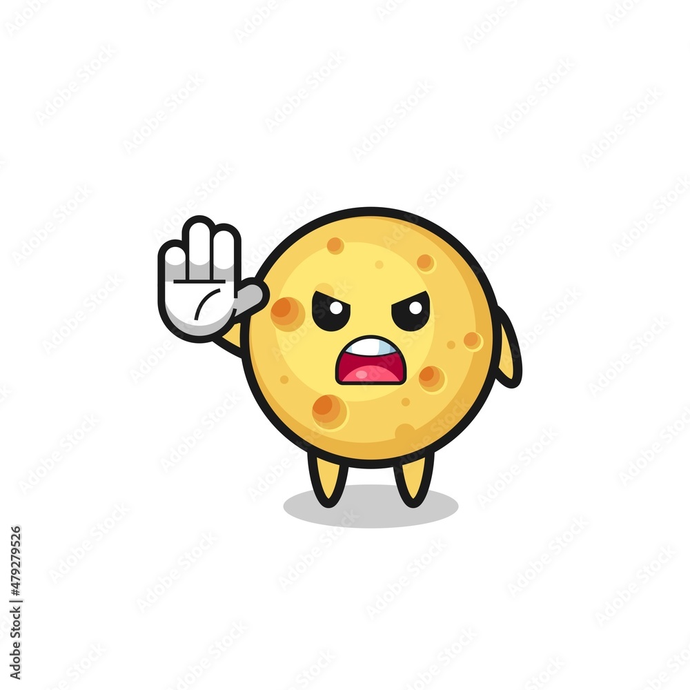 round cheese character doing stop gesture round cheese character doing stop gesture