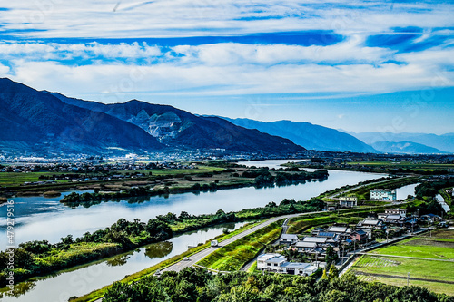 Fotografia 水と緑の館、展望タワーから見える木曽三川と国営木曽三川公園の風景
