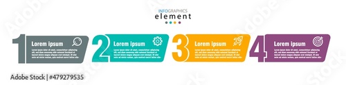Business infographic design template with number 4 options. Vector illustration.Can be used for process diagram, presentations, workflow layout, banner, flow chart, info graph.