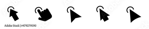 Conjunto de icono de puntero de mano. Cursor de clic del ratón de la computadora. Ilustración vectorial, estilo inclinado