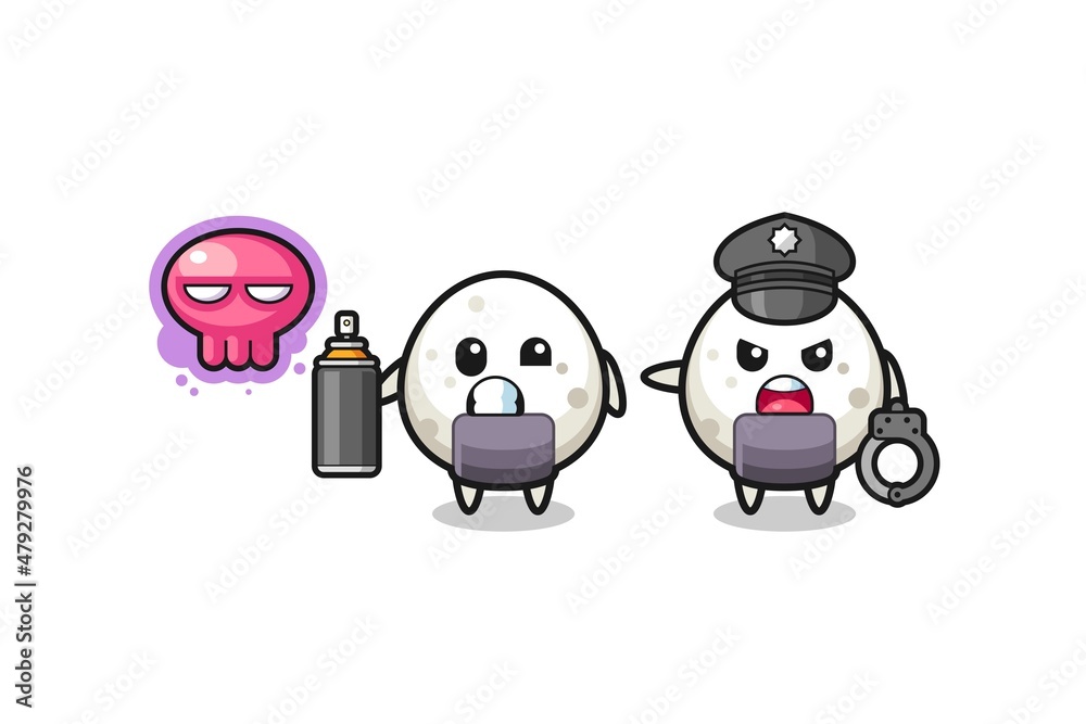 onigiri cartoon doing vandalism and caught by the police onigiri cartoon doing vandalism and caught by the police