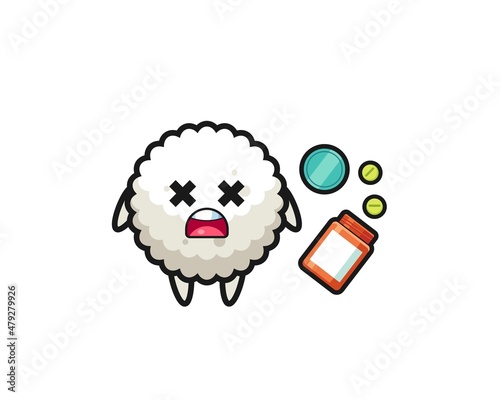 illustration of overdose rice ball character