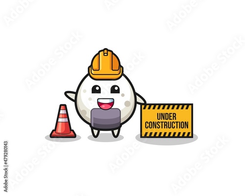 illustration of onigiri with under construction banner