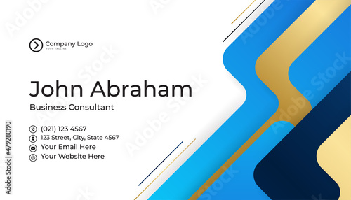 Modern professional corporate blue gold design business card template background