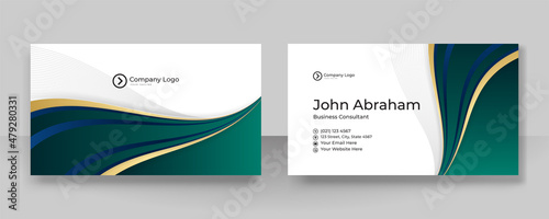 Clean corporate blue green gold design business card template background
