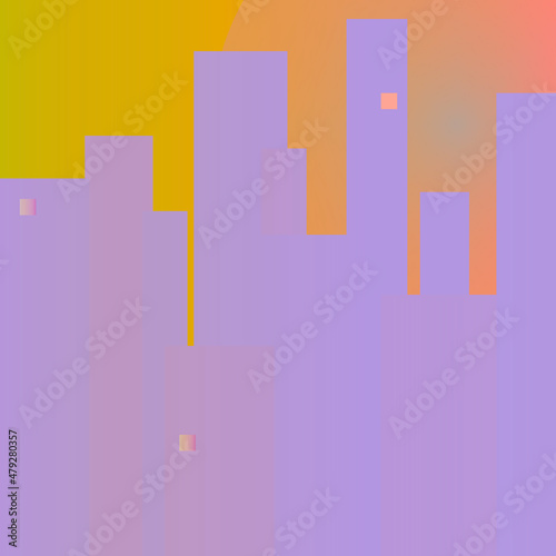 An abstract quiet lilac city at dawn for design. 3d.