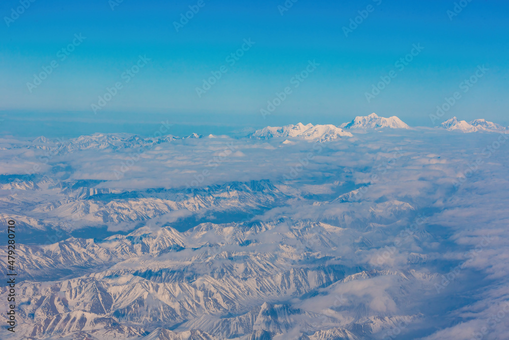Aerial view of some snowy mountain at Anchorage