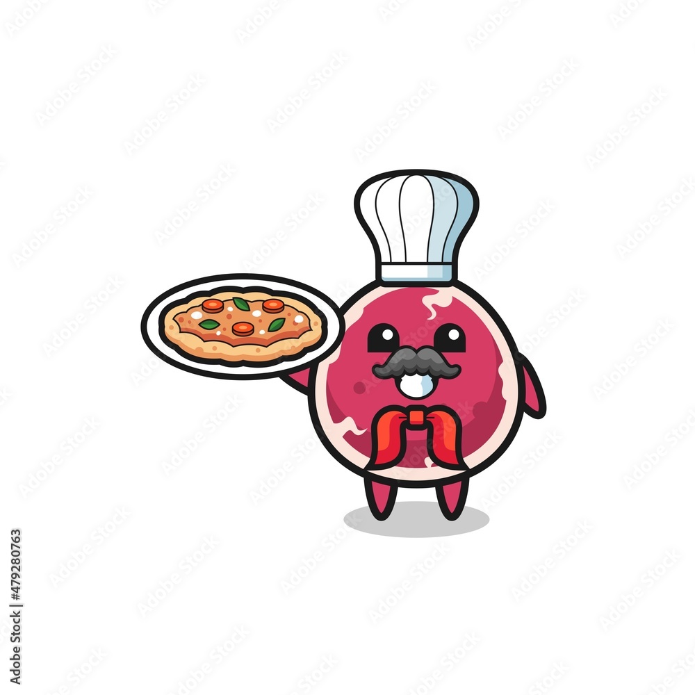 beef character as Italian chef mascot beef character as Italian chef mascot