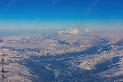 Aerial view of some snowy mountain at Anchorage