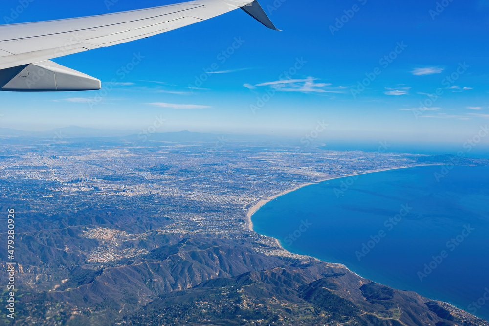 Aerial view of the Santa Monica Mountains, Los Angeles county area