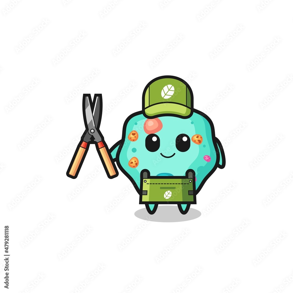 cute amoeba as gardener mascot cute amoeba as gardener mascot