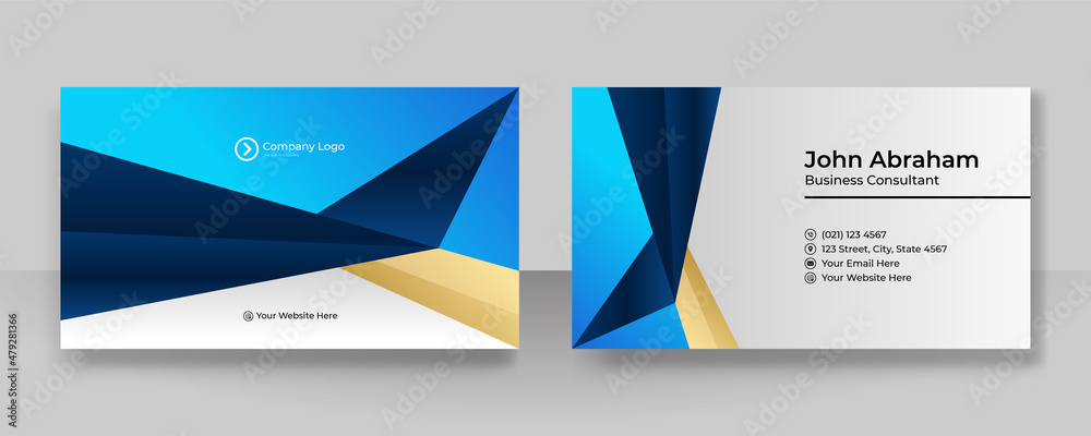 Elegant Modern professional blue gold design business card template background