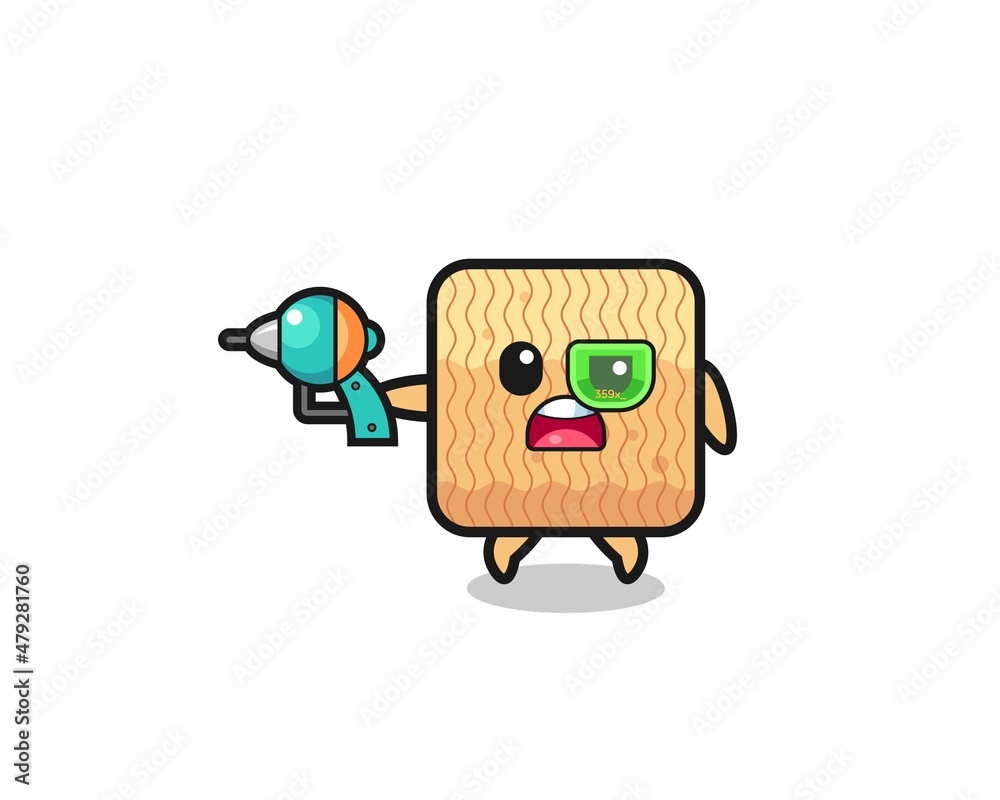 cute raw instant noodle holding a future gun cute raw instant noodle holding a future gun