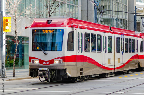 The C-train is Calgary's main light rail transit vehicle and moves over 300,000 people a day. photo