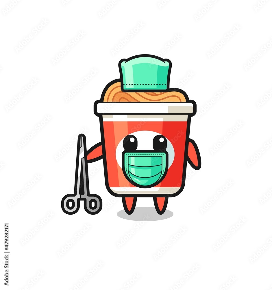 surgeon instant noodle mascot character
