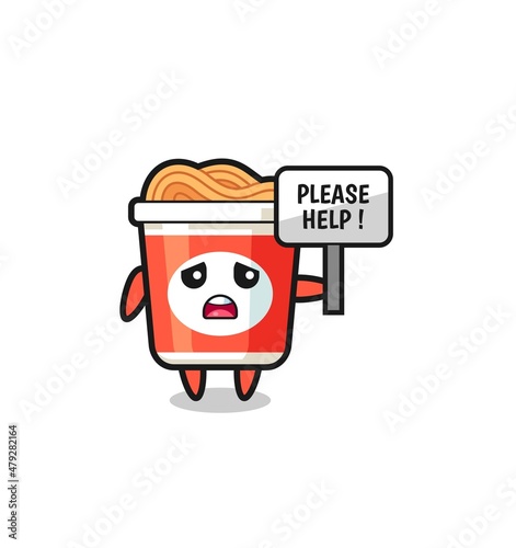 cute instant noodle hold the please help banner