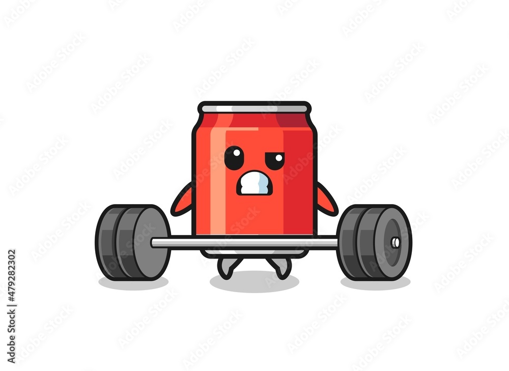 cartoon of drink can lifting a barbell cartoon of drink can lifting a barbell