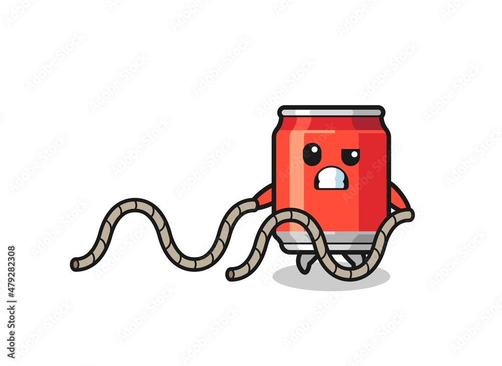 illustration of drink can doing battle rope workout illustration of drink can doing battle rope workout