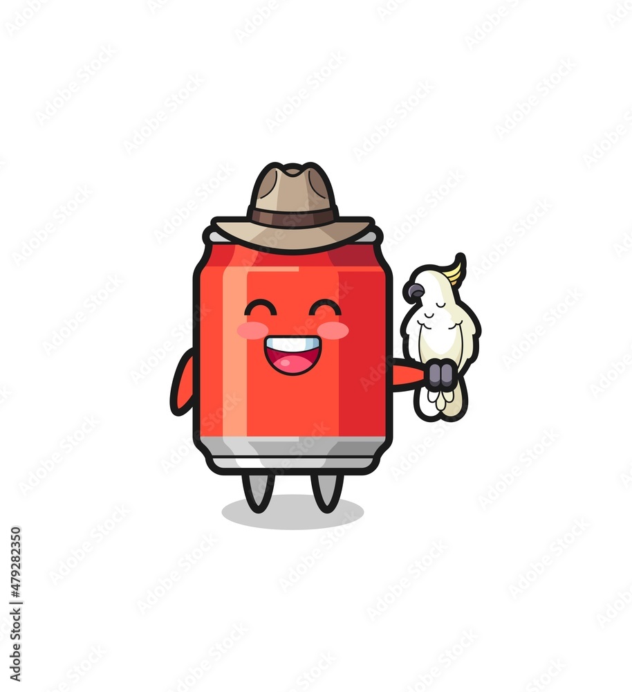 drink can zookeeper mascot with a parrot drink can zookeeper mascot with a parrot