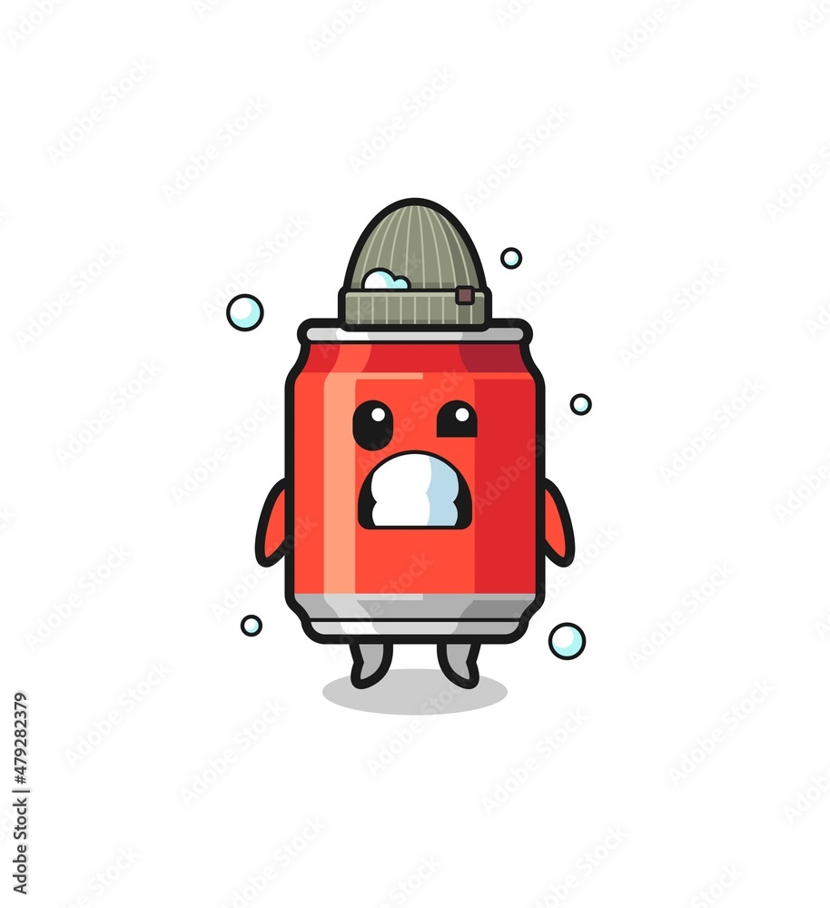 cute cartoon drink can with shivering expression cute cartoon drink can with shivering expression