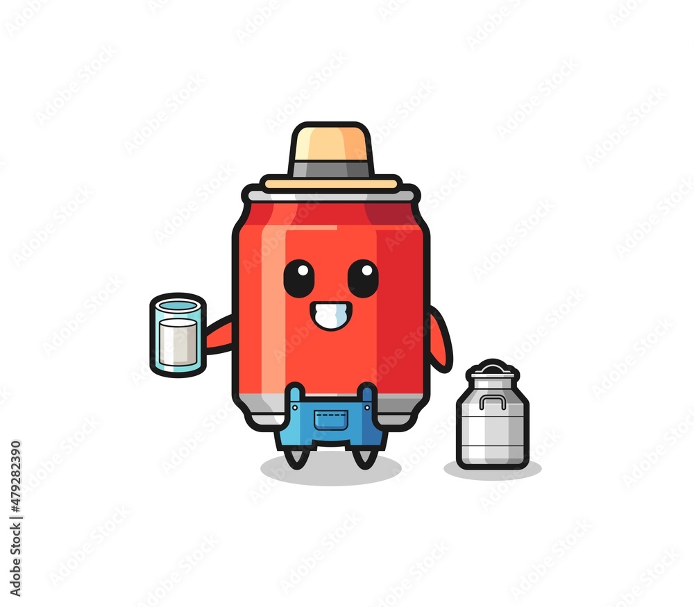 drink can cartoon as the dairy farmer