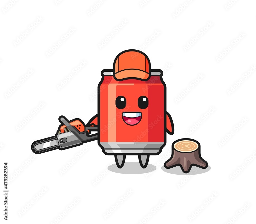 drink can lumberjack character holding a chainsaw drink can lumberjack character holding a chainsaw
