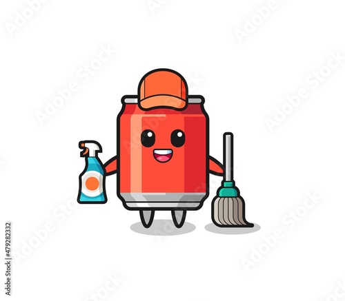 cute drink can character as cleaning services mascot