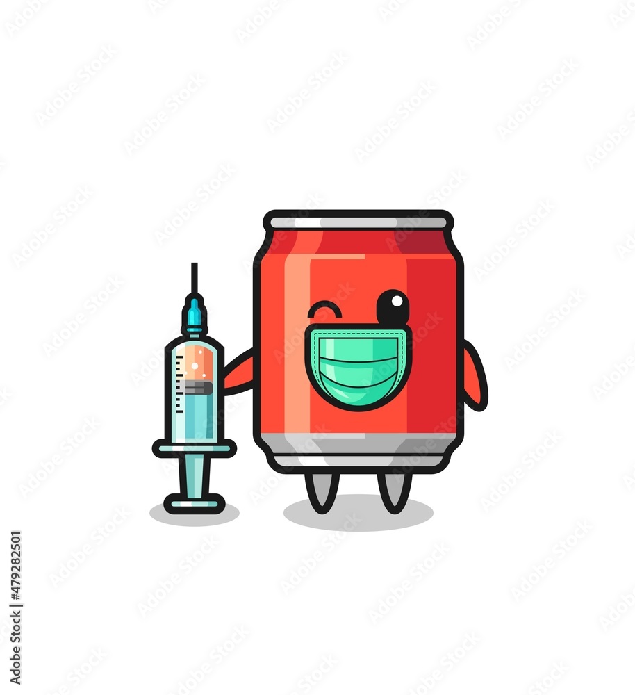 drink can mascot as vaccinator drink can mascot as vaccinator