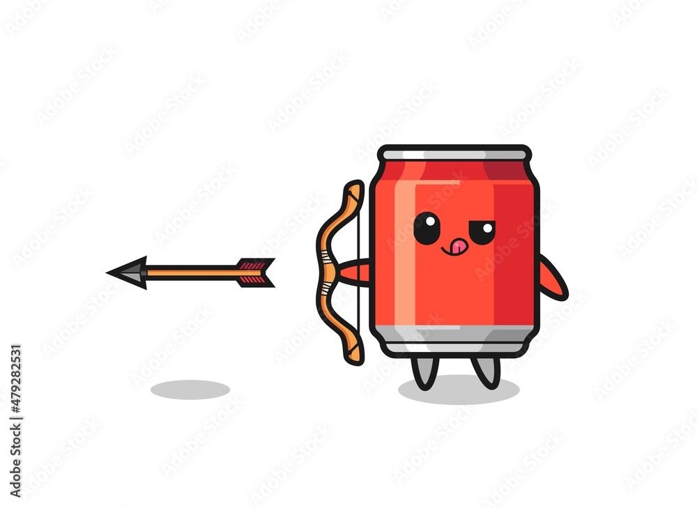 illustration of drink can character doing archery illustration of drink can character doing archery