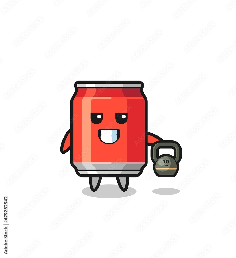 drink can mascot lifting kettlebell in the gym drink can mascot lifting kettlebell in the gym