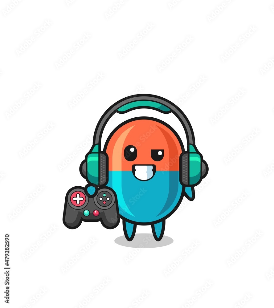 capsule gamer mascot holding a game controller capsule gamer mascot holding a game controller