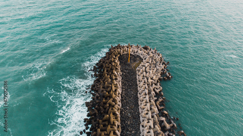 Aerial photo of a breakwater facing the sea in Tuxpan Veracruz Mexico photo