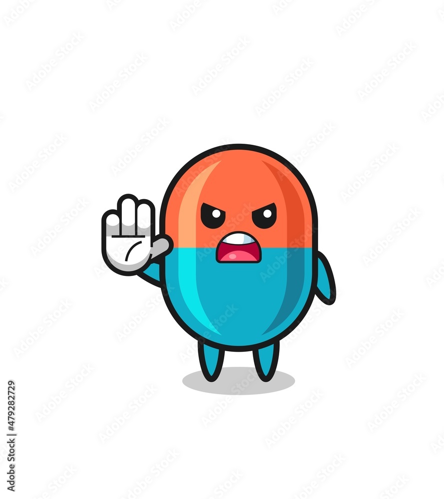 Obraz premium capsule character doing stop gesture