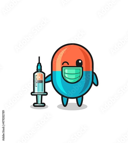 capsule mascot as vaccinator
