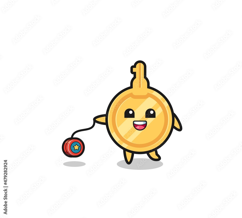 cartoon of cute key playing a yoyo cartoon of cute key playing a yoyo