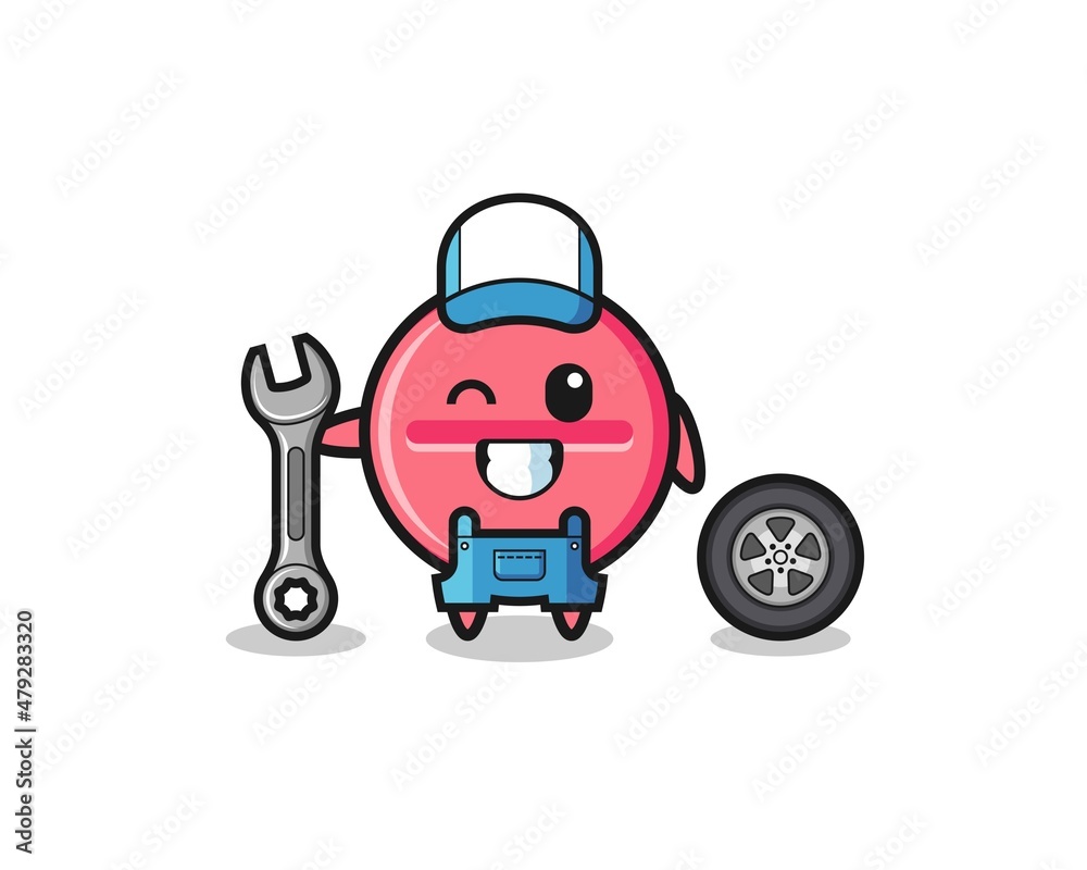 the medicine tablet character as a mechanic mascot the medicine tablet character as a mechanic mascot