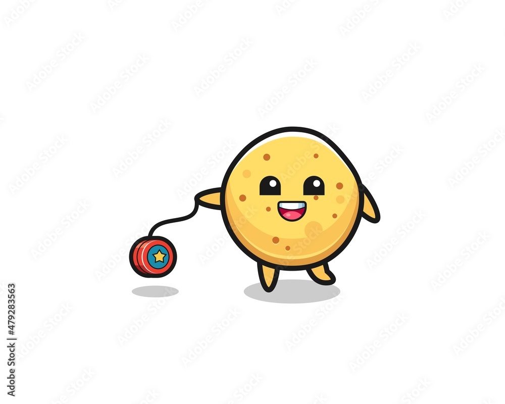 cartoon of cute potato chip playing a yoyo cartoon of cute potato chip playing a yoyo