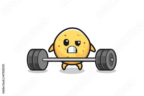 cartoon of potato chip lifting a barbell