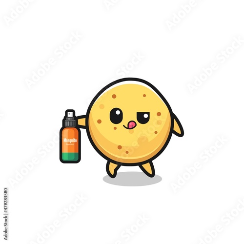 cute potato chip holding mosquito repellent