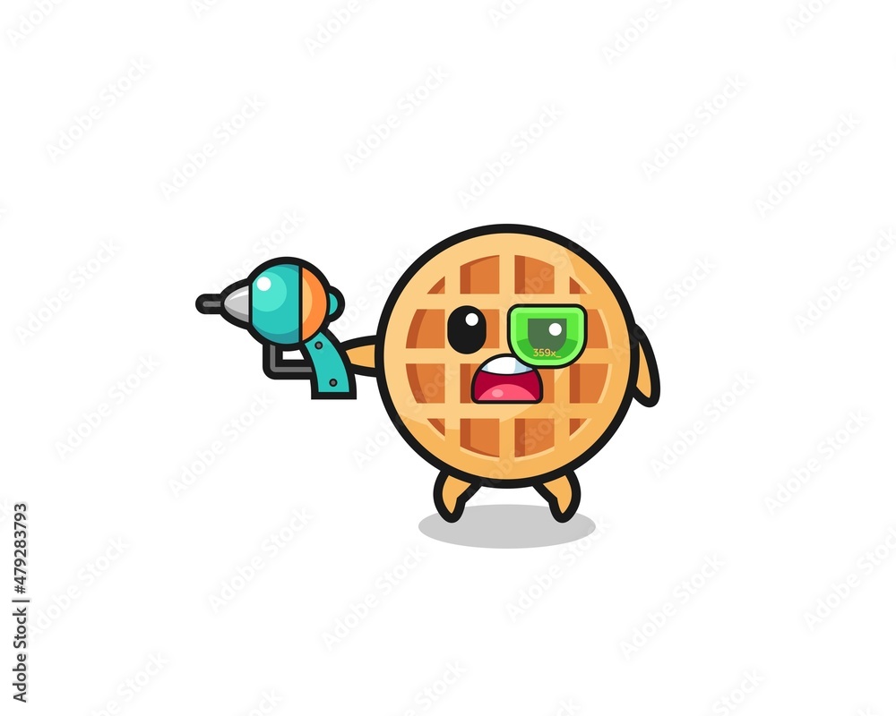 cute circle waffle holding a future gun