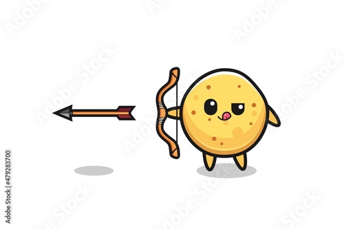 illustration of potato chip character doing archery