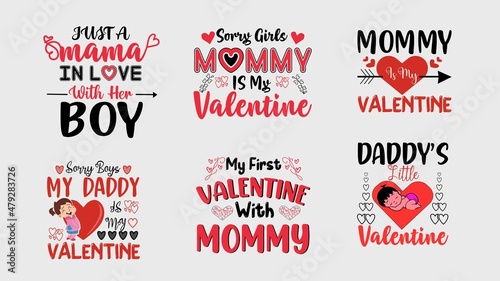 Valentine SV bundle, Valentine T-Shirt bundle for Mommy and kids, daddy and kids