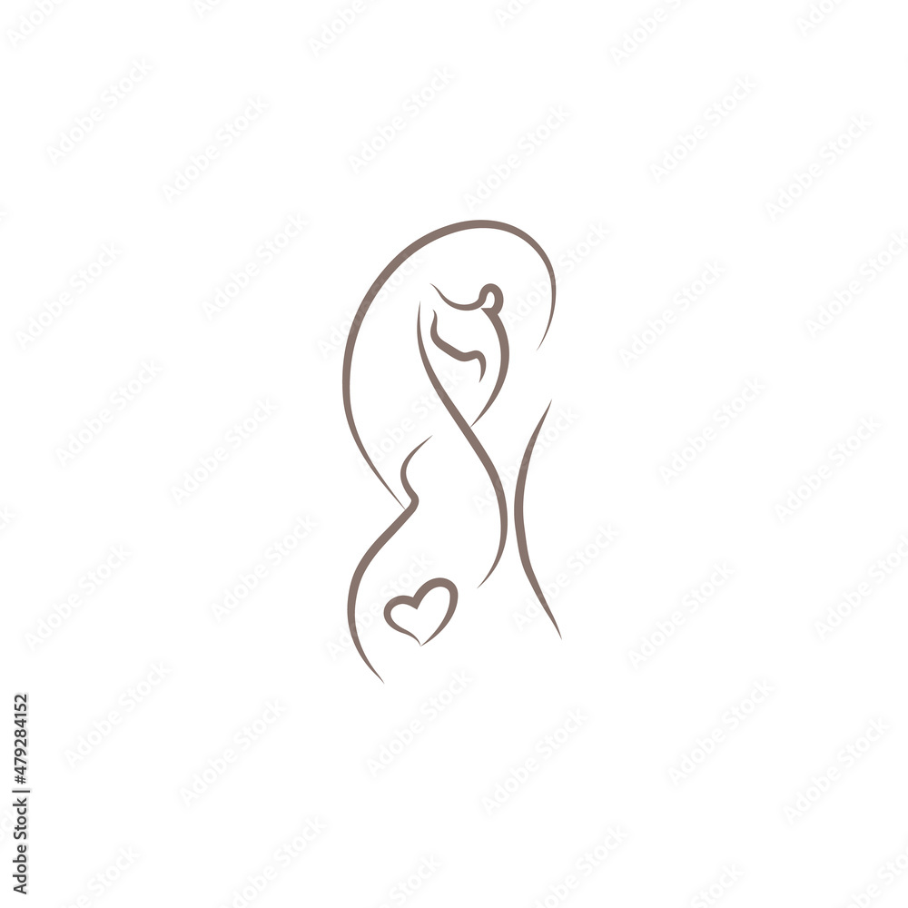 Simple Line Art Illustration of Pregnant Woman Vector Illustration Simple Line Art Illustration of Pregnant Woman Vector Illustration