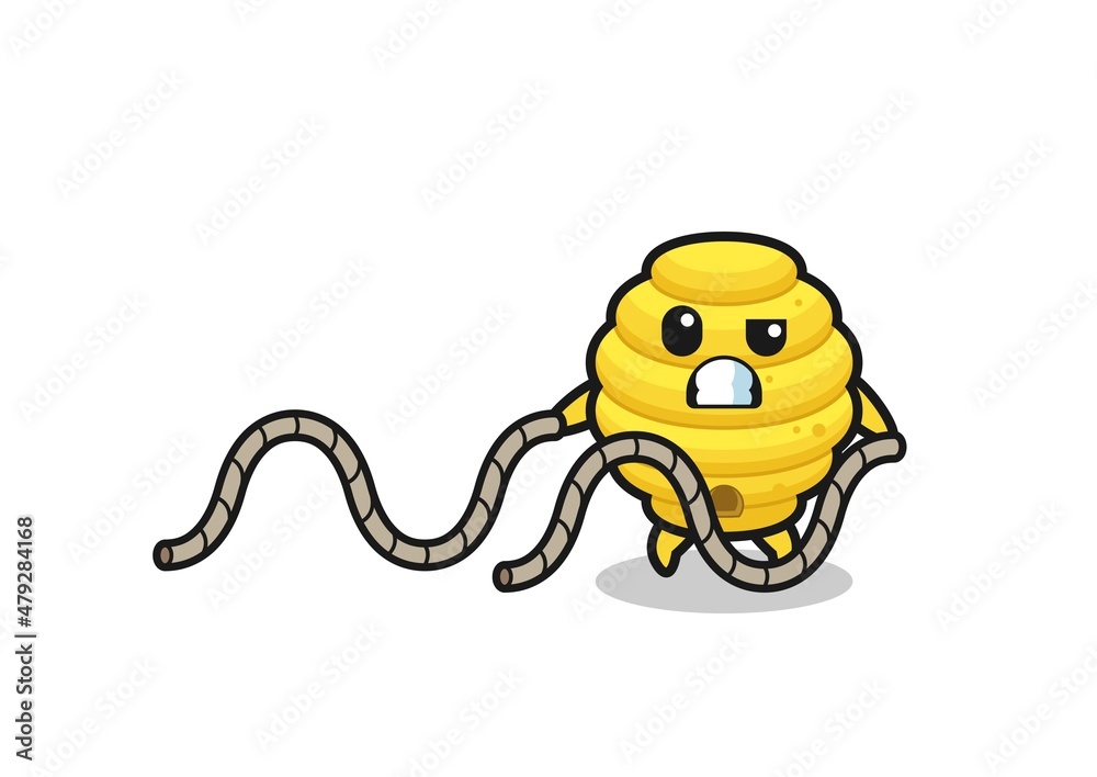 illustration of bee hive doing battle rope workout illustration of bee hive doing battle rope workout