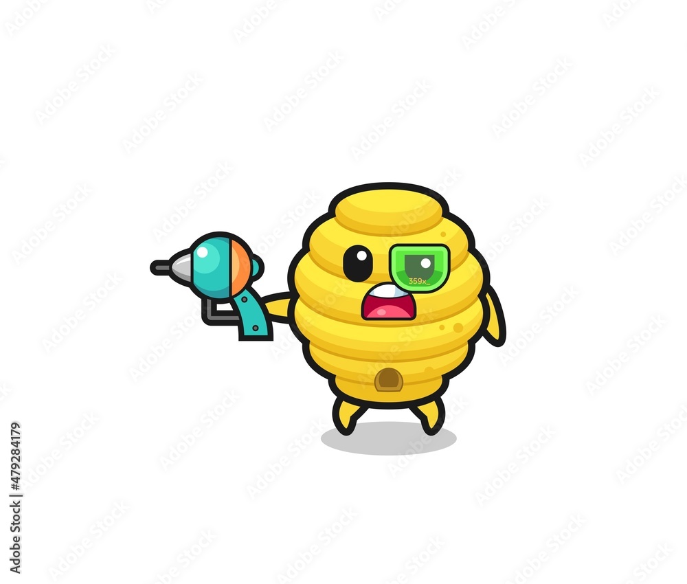 Fototapeta premium cute bee hive holding a future gun