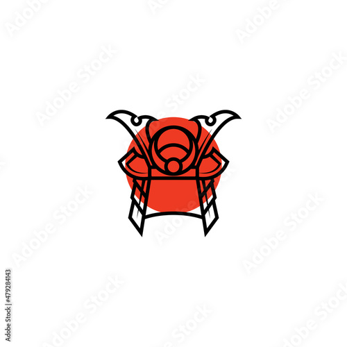 Abstract Samurai Line art logo concept illustration vector Design template. photo