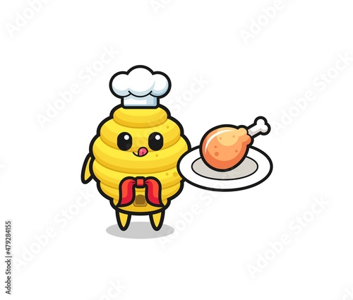 bee hive fried chicken chef cartoon character