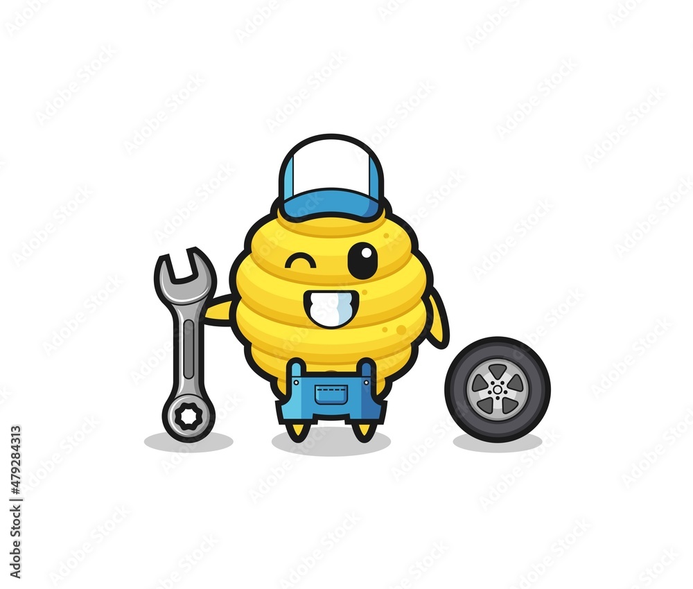 the bee hive character as a mechanic mascot the bee hive character as a mechanic mascot